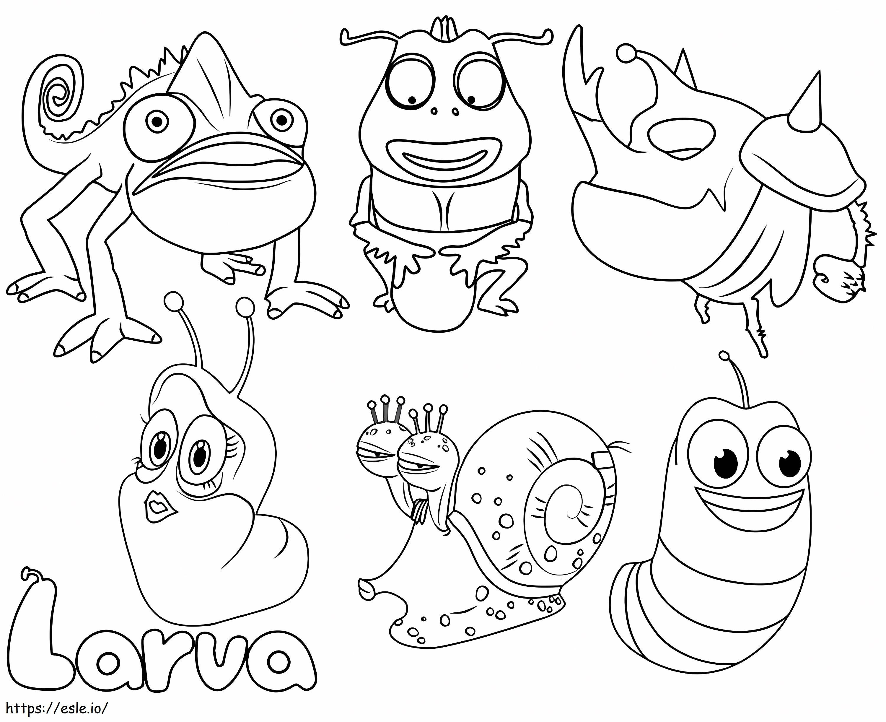 Larva Characters coloring page