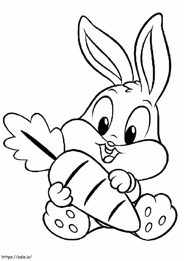 Coloriage Baby Bugs Bunny avec grosse carotte à imprimer dessin