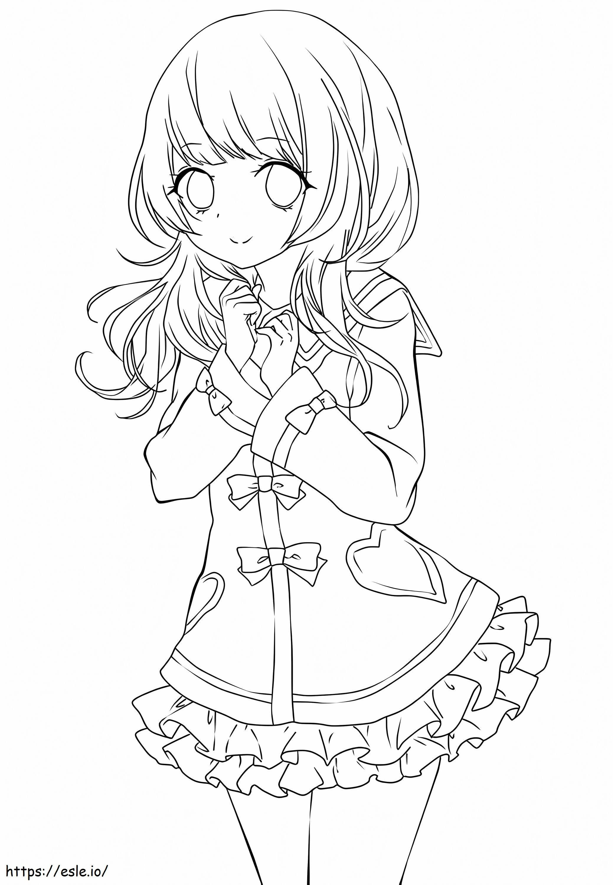 Cute Anime Girl A4 coloring page