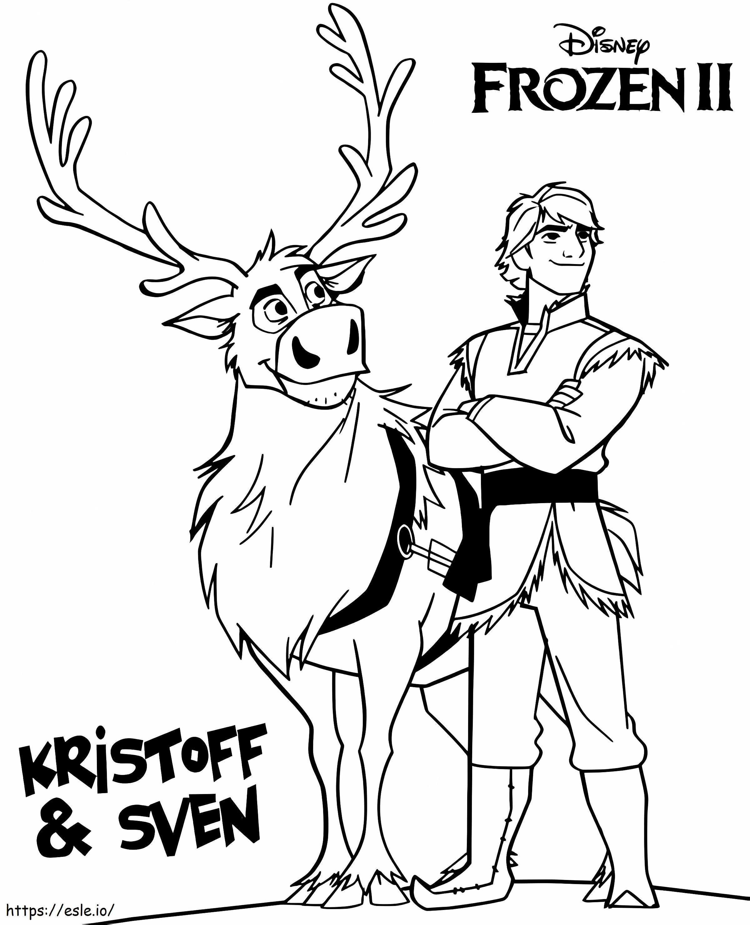 Kristoff Con Sven coloring page