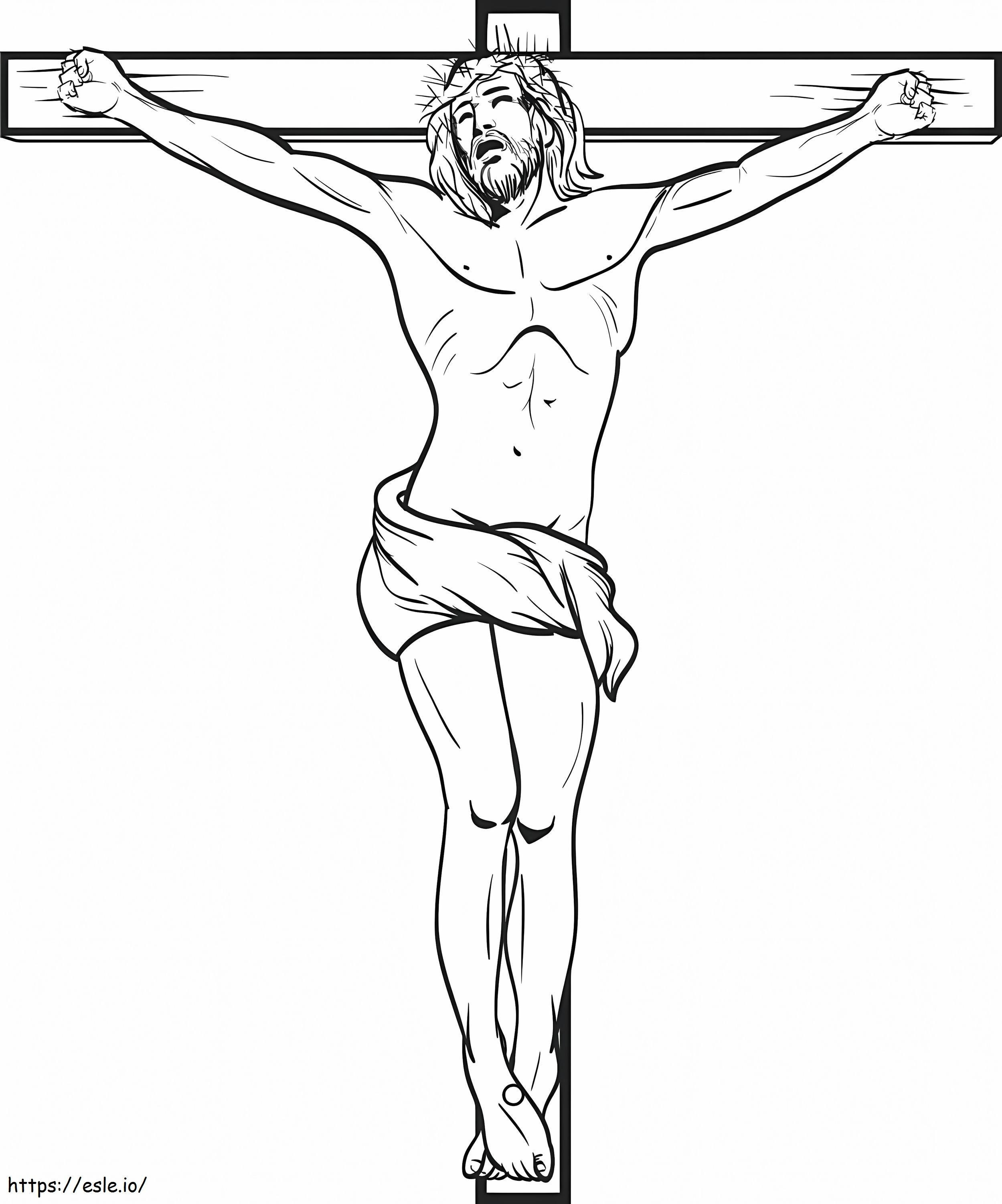 十字架に磔にされたイエス・キリスト ぬりえ - 塗り絵