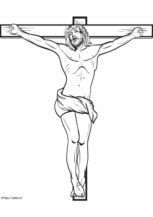 Jesucristo crucificado en la cruz para colorear