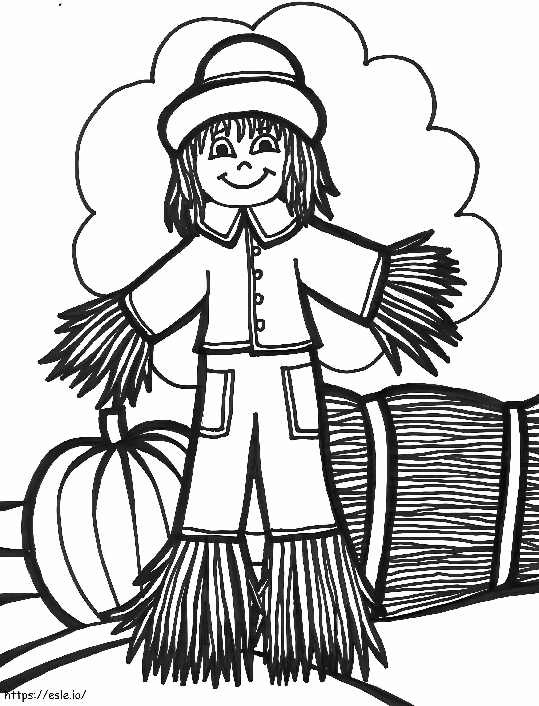 Hymyilevä Scarecrow Girl värityskuva