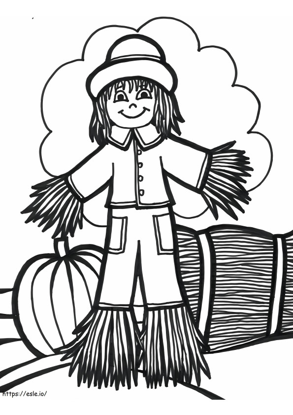 Smiling Scarecrow Girl coloring page