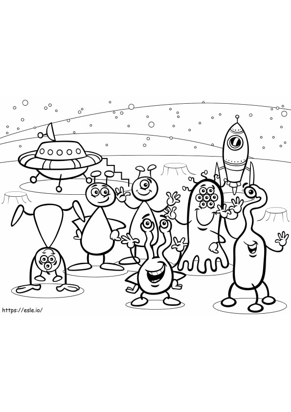 Funny Ufo And Alien coloring page