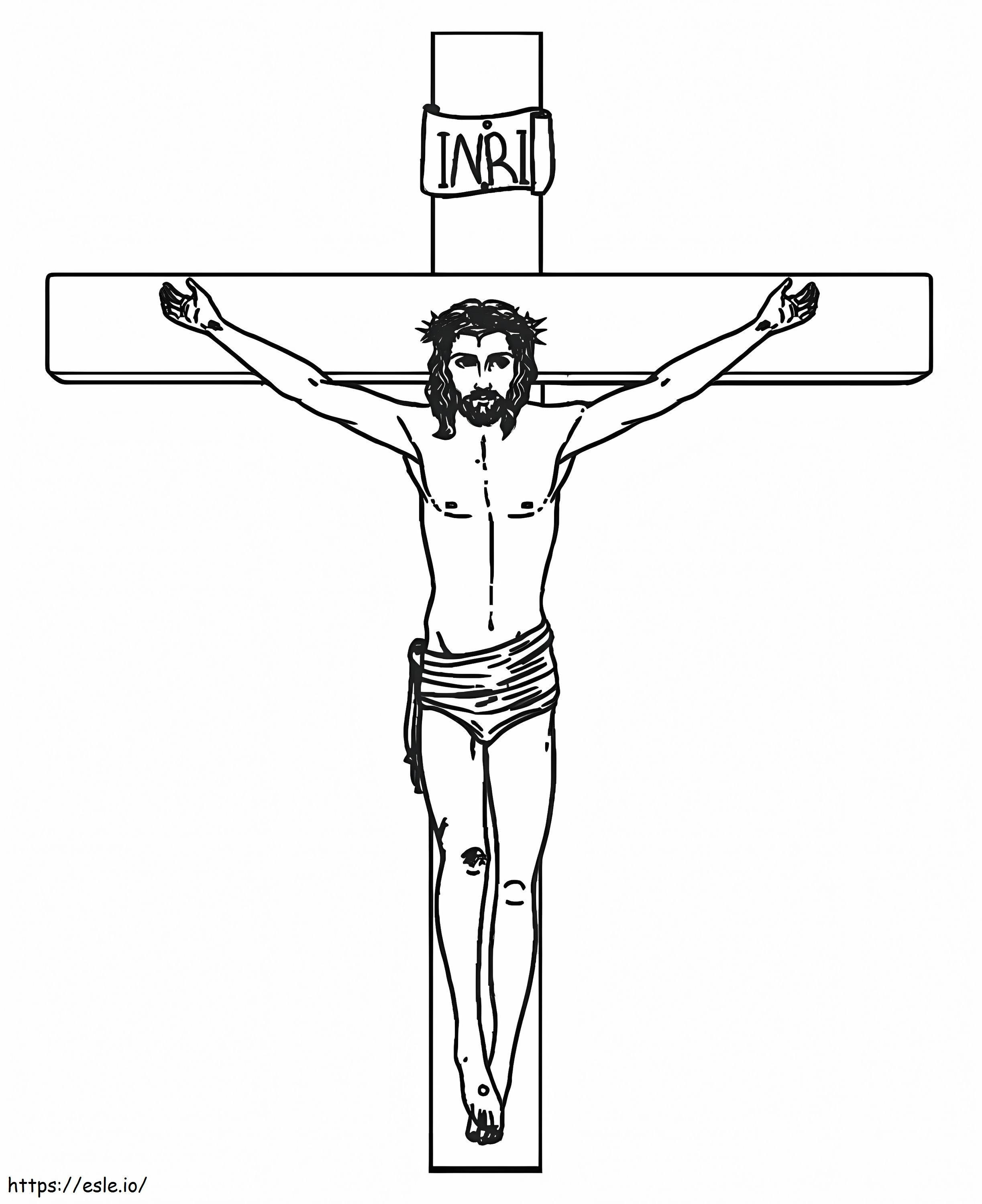 Jesús en la cruz para colorear