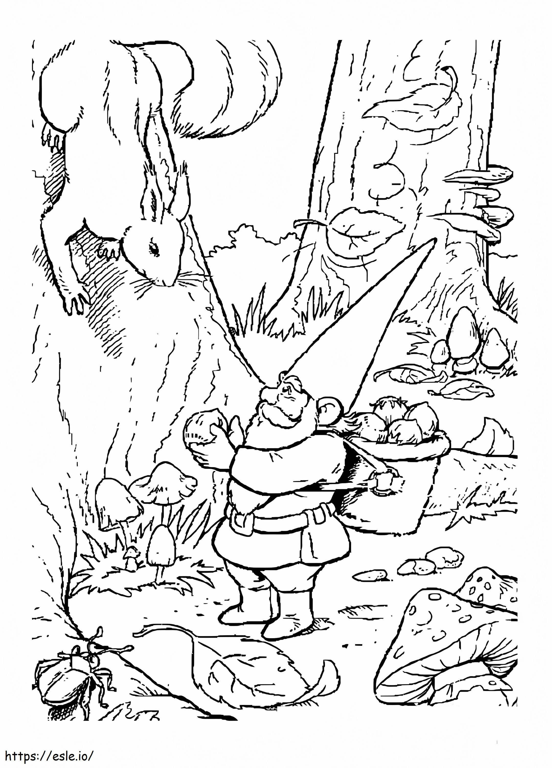 David The Gnome And Squirrel coloring page