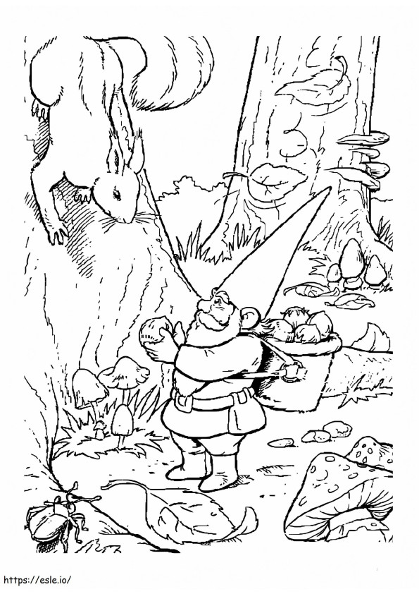 Coloriage David le gnome et l'écureuil à imprimer dessin