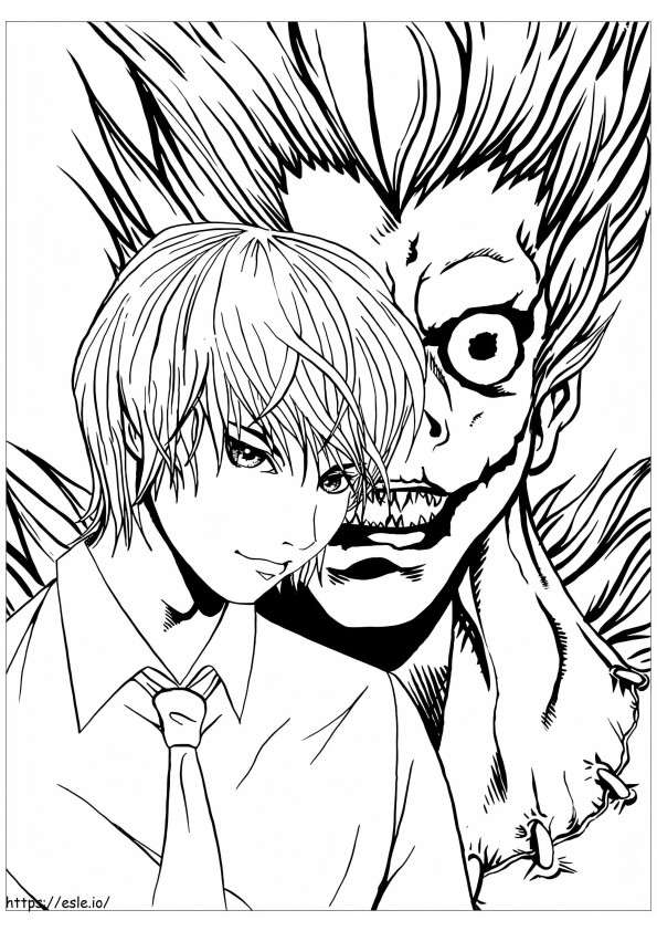 Yagami And Ryuk From Death Note coloring page