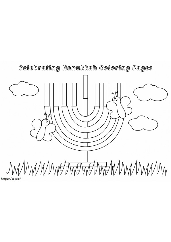 Celebrating Hanukkah coloring page