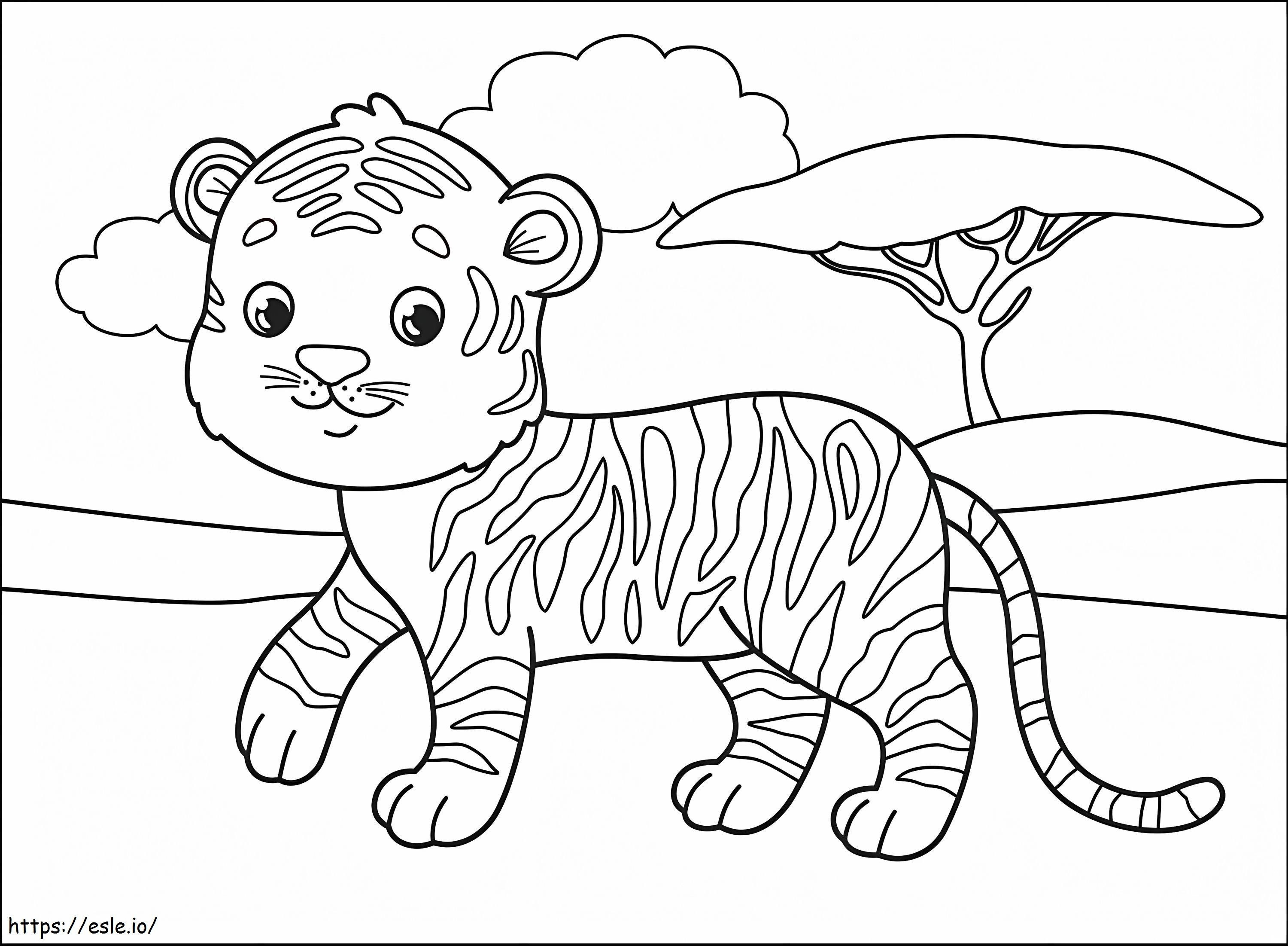 adorável tigre para colorir