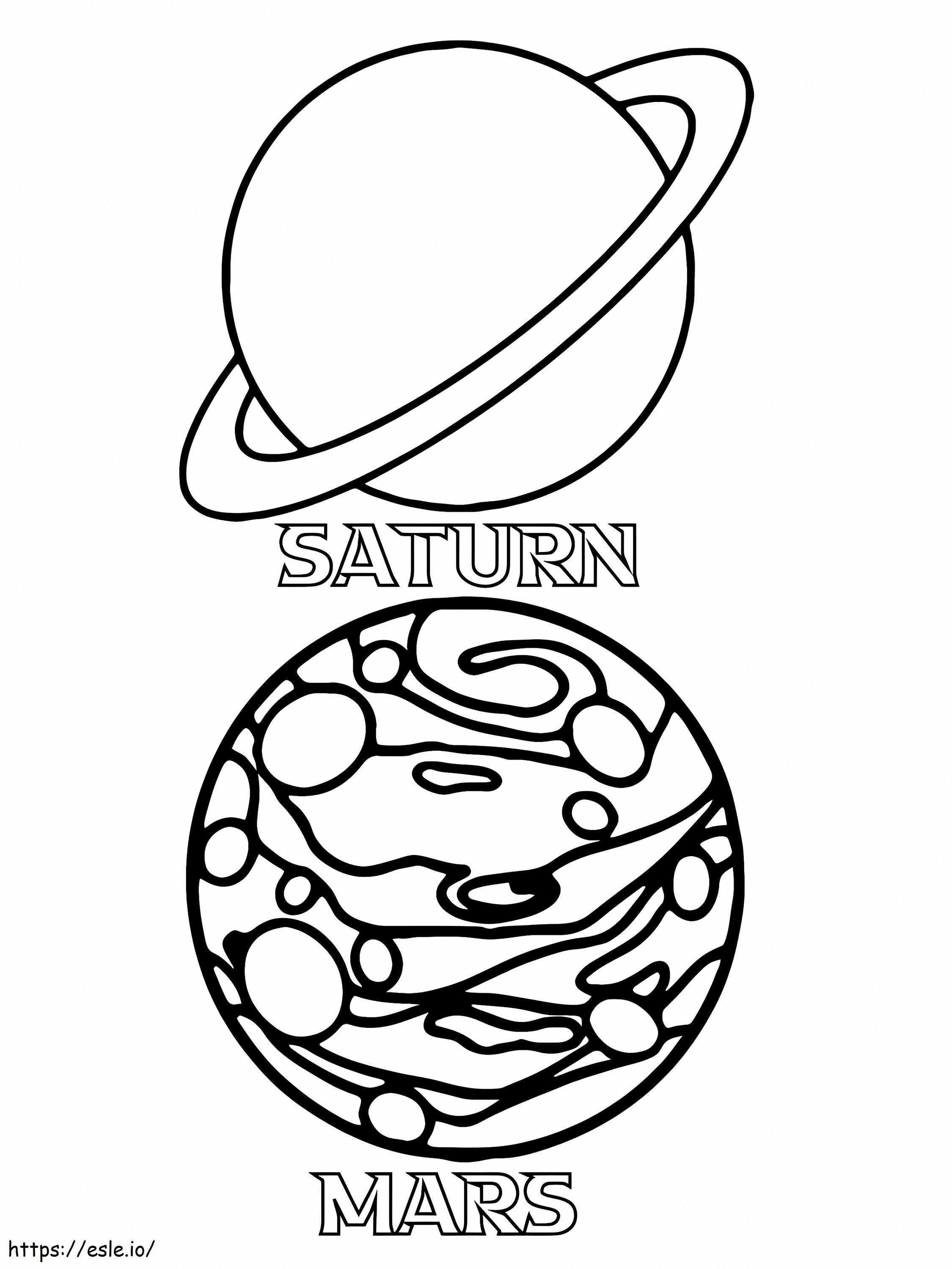 Coloriage Saturne et Mars à imprimer dessin