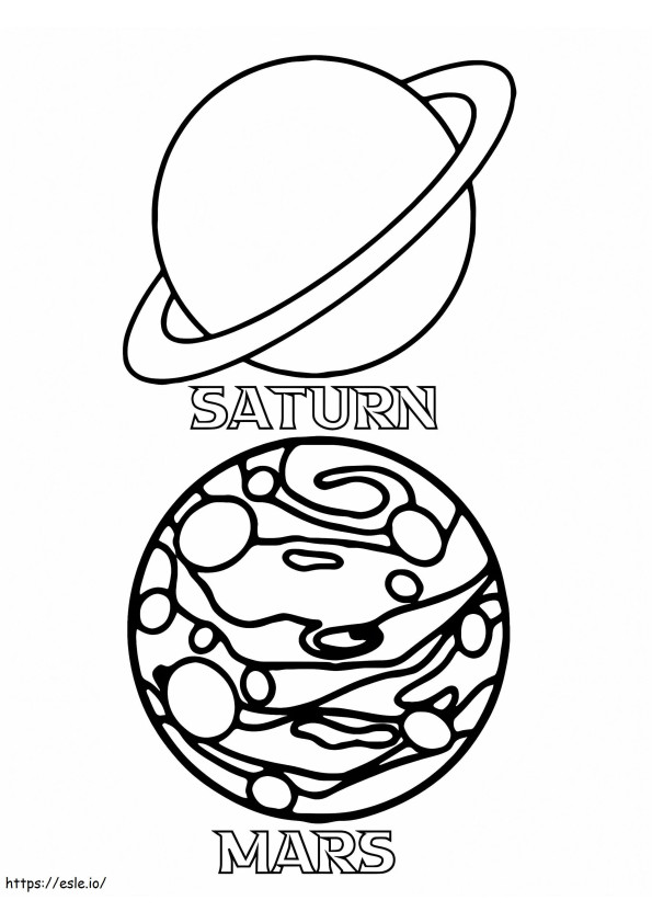 Saturn și Marte de colorat
