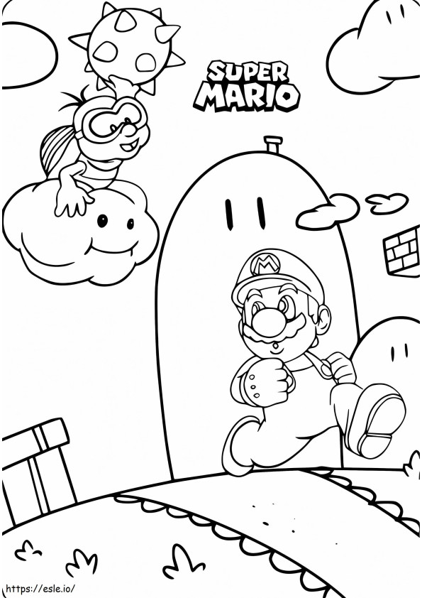 Super Mario em plena ação no jogo para colorir