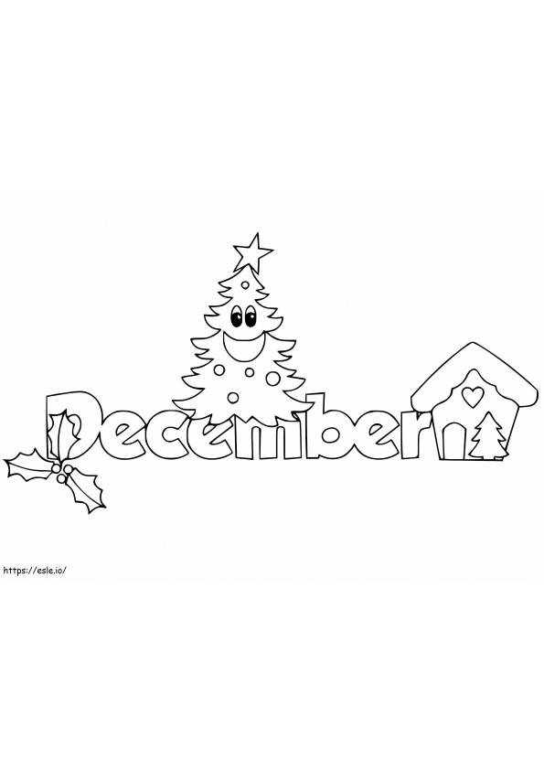 December With Christmas Tree coloring page