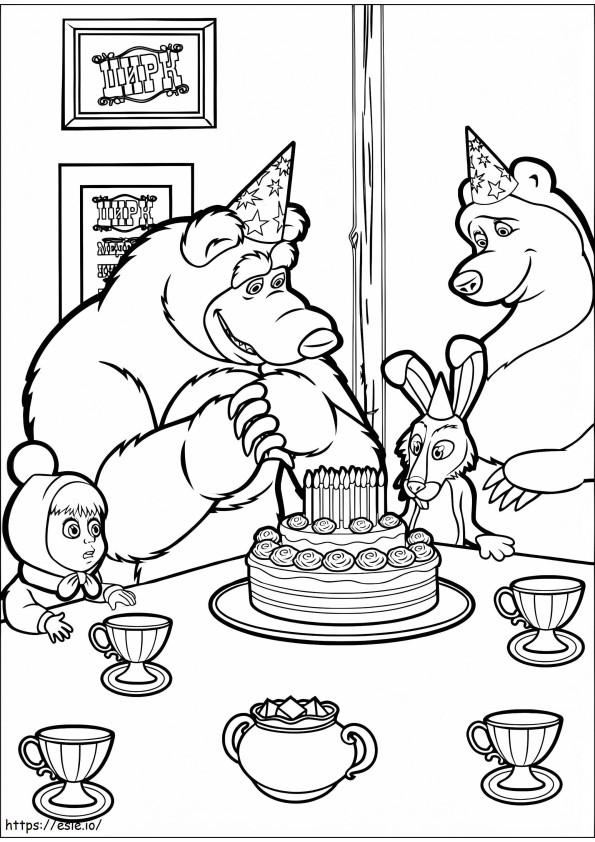 Happy Birthday Masha coloring page