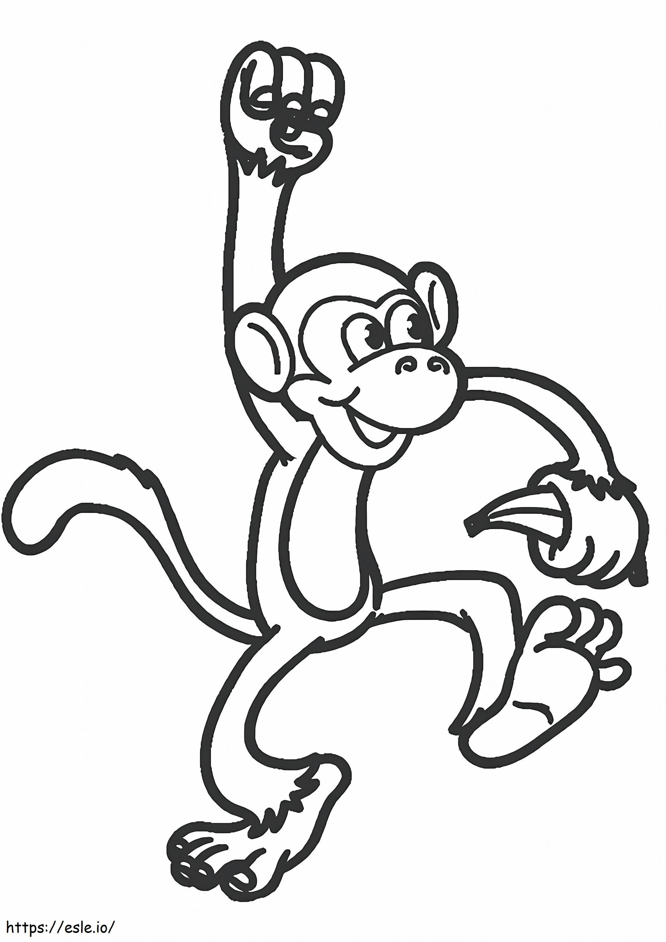 Macaco fácil comendo banana para colorir