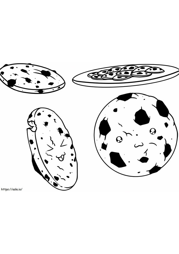 Coloriage Quatre biscuits de dessin animé à imprimer dessin