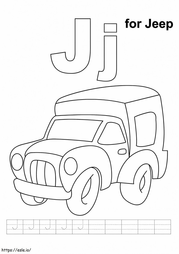 J For Jeep A4 coloring page
