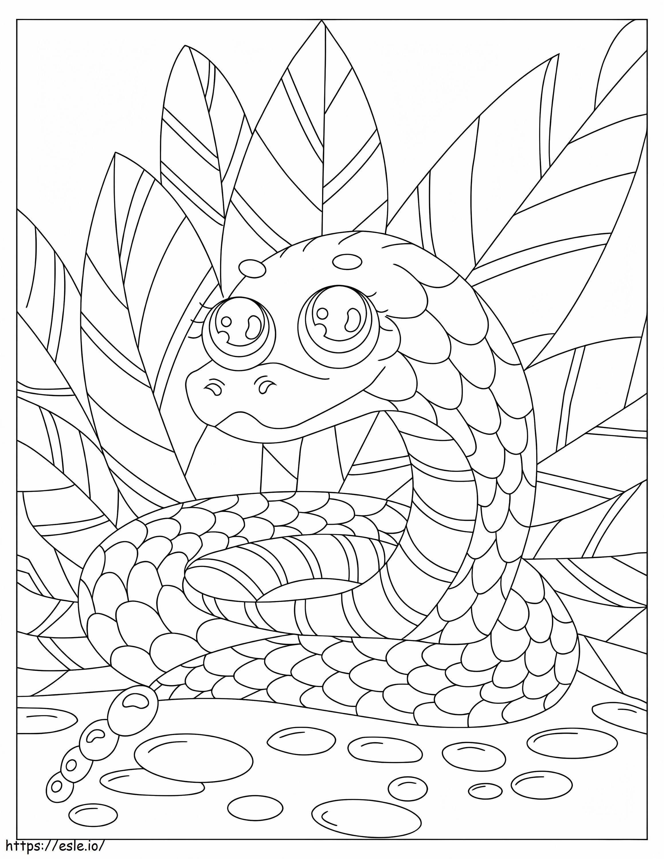 Coloriage Serpent avec des feuilles à imprimer dessin