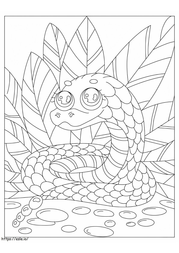 Coloriage Serpent avec des feuilles à imprimer dessin