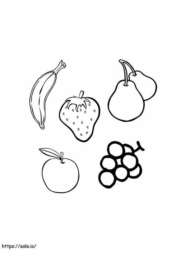Cinco Frutas para colorir