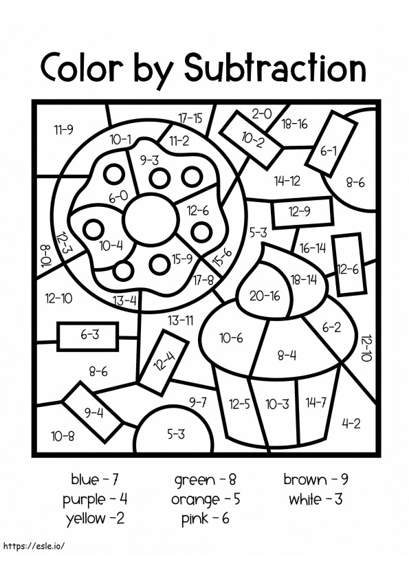 Subtraction Color By Number Worksheet coloring page