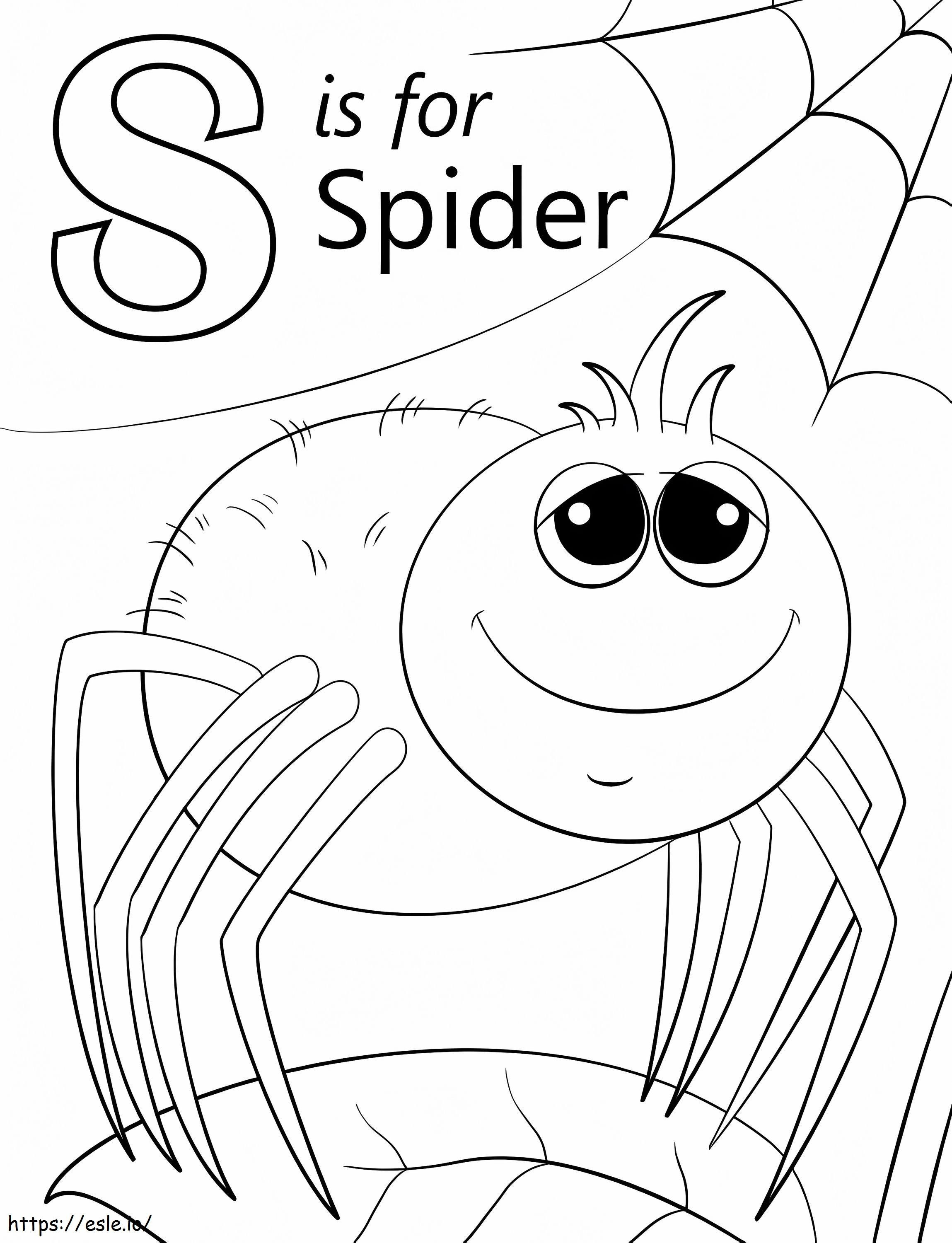 Hämähäkki kirjain S värityskuva