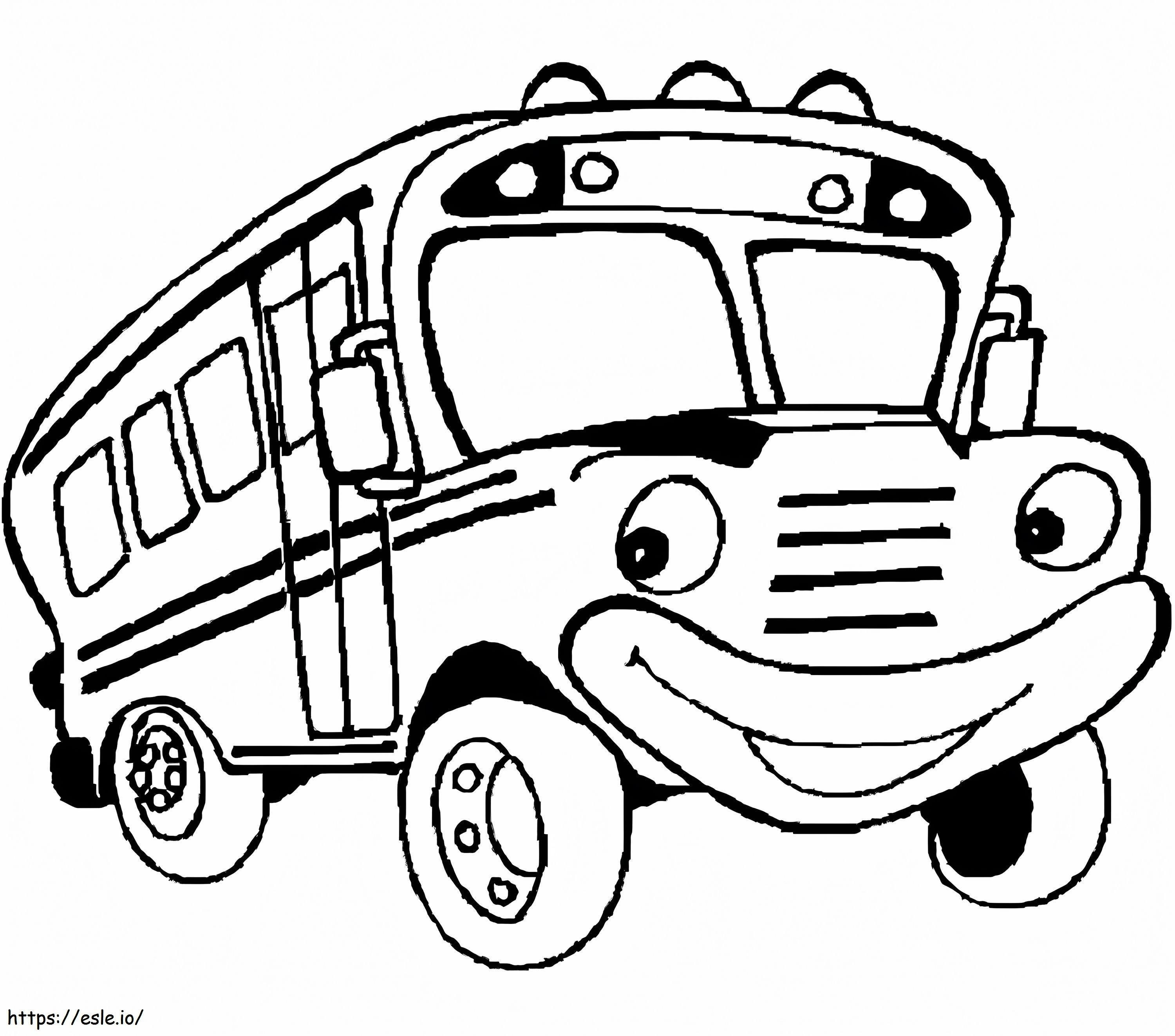 Distracție cu autobuzul școlar din desene animate de colorat