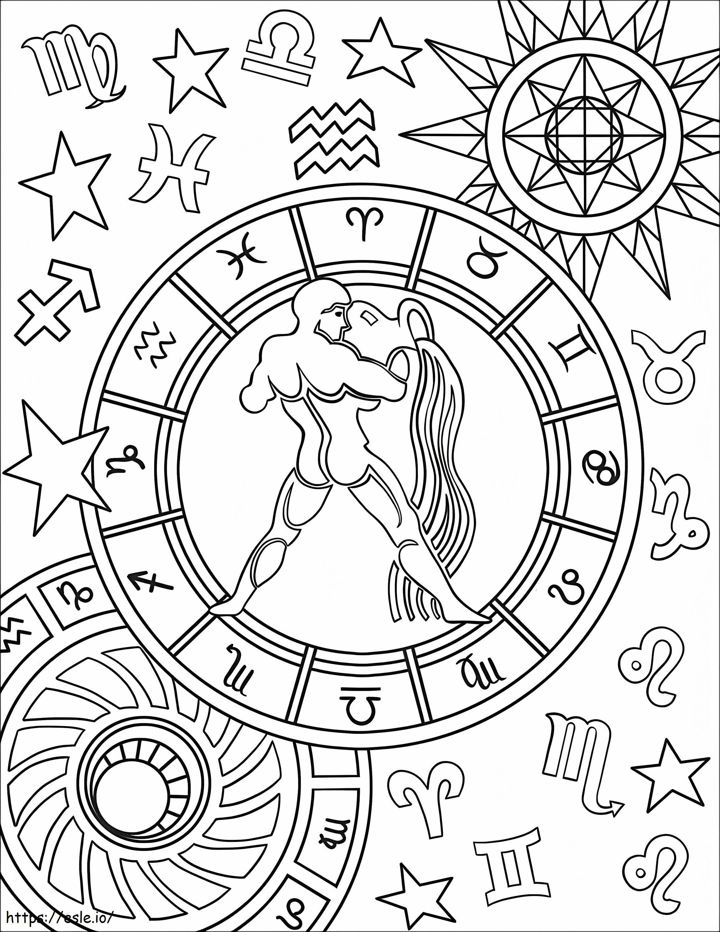 Coloriage Signe du zodiaque Verseau à imprimer dessin