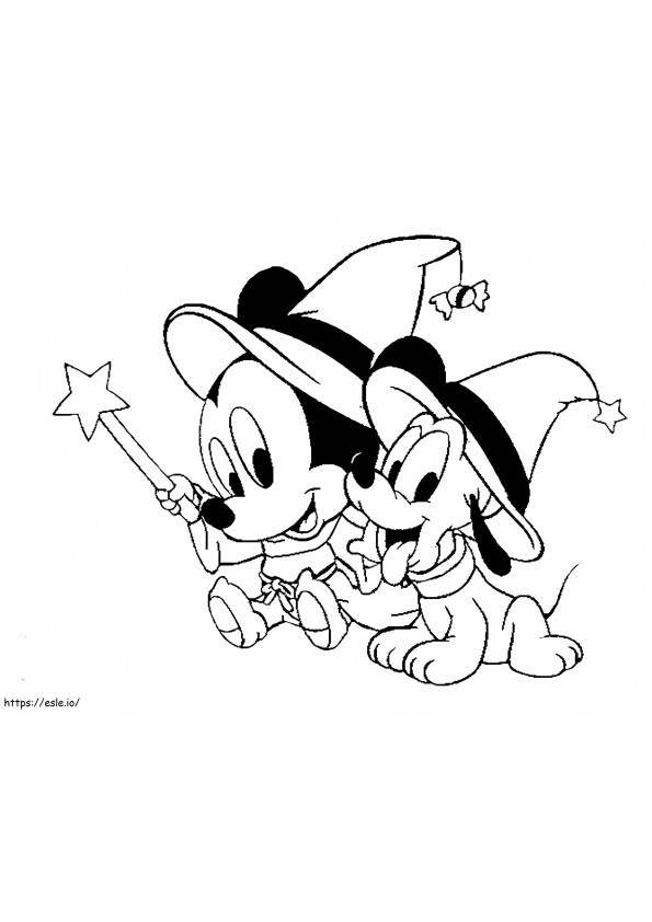 Bebê Mickey e Plutão para colorir
