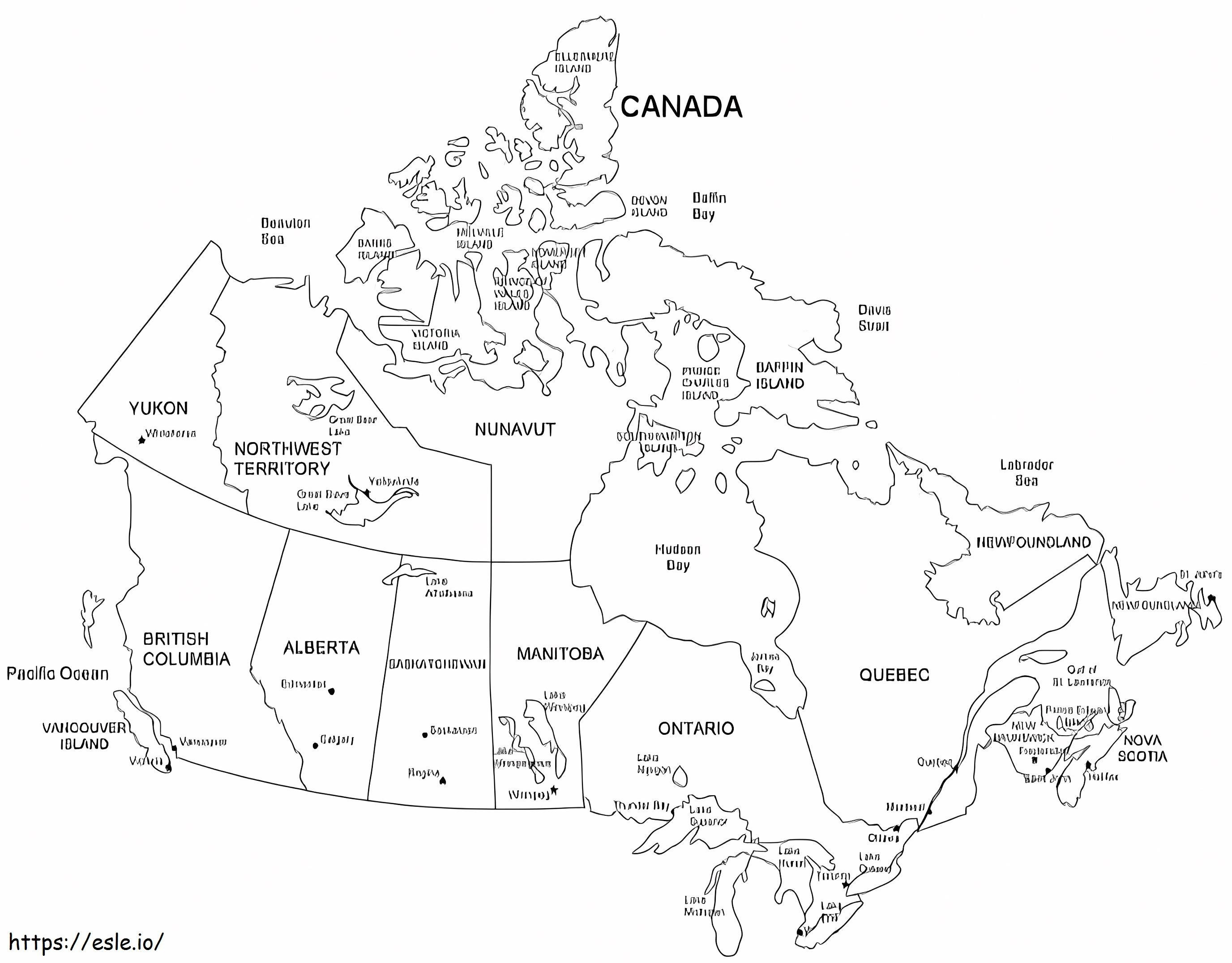 Kanada térképe 2 kifestő