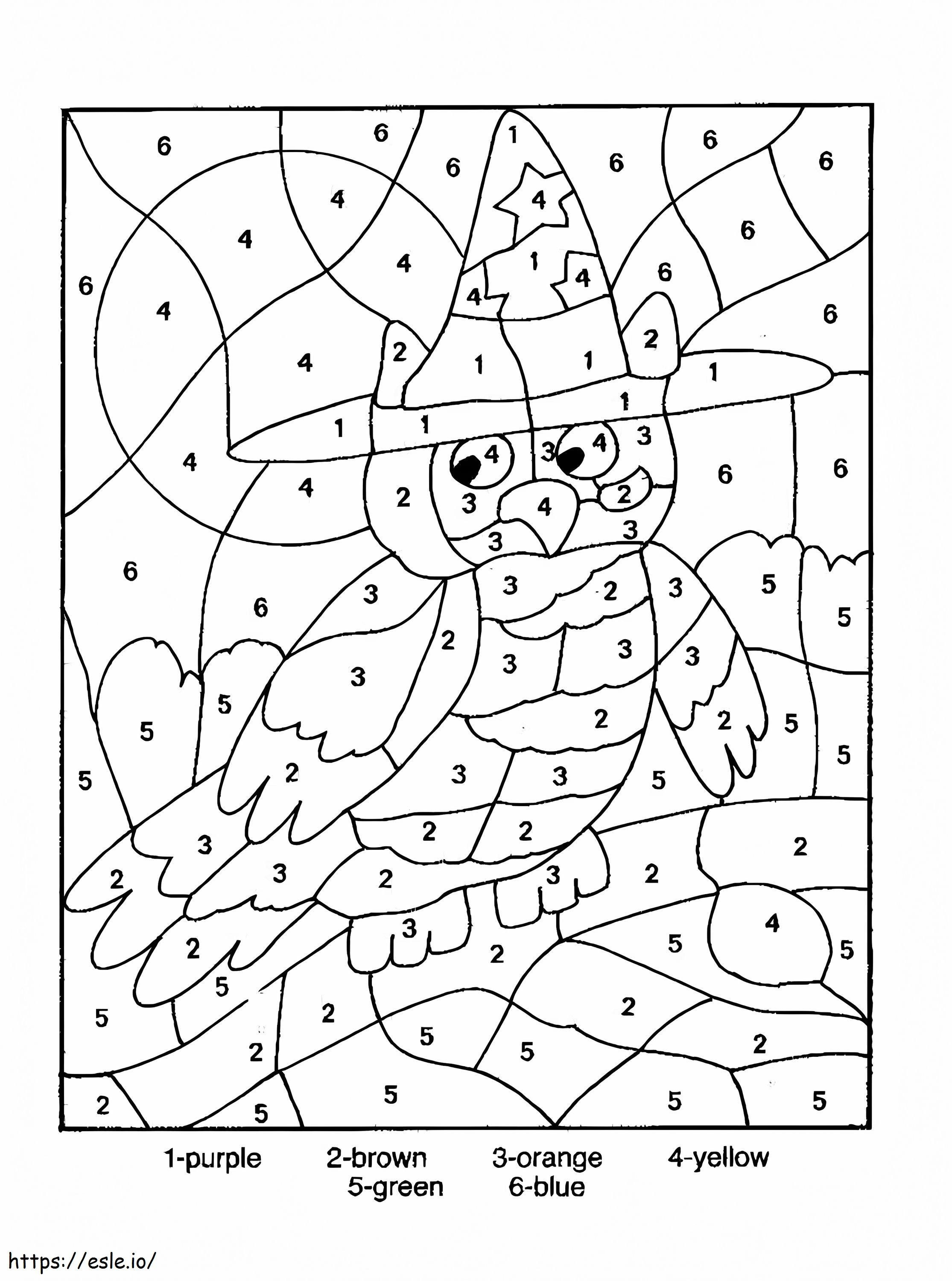 Halloween Owl Color By Number coloring page
