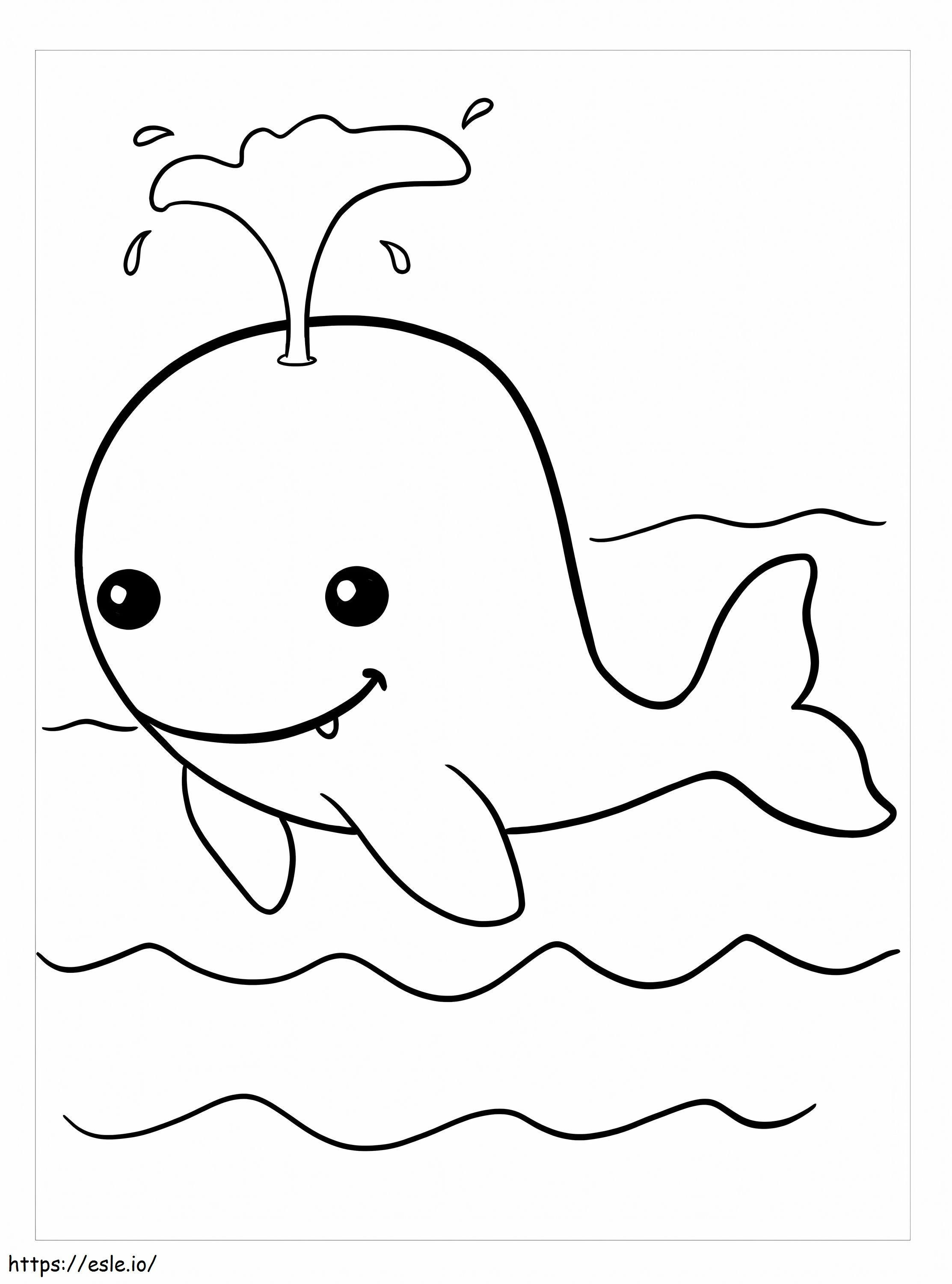 Cute Smiling Whale coloring page