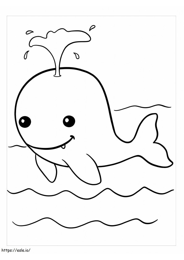 かわいい笑顔のクジラ ぬりえ - 塗り絵