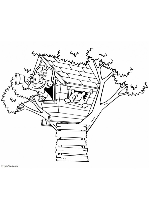Coloriage Belvédère de la cabane dans les arbres à imprimer dessin
