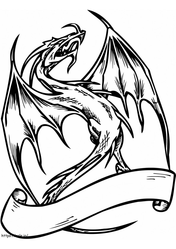 Coloriage Dragon et bannière à imprimer dessin