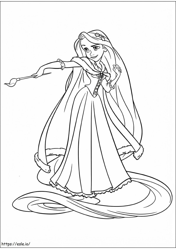 1533183078 Rapunzel Holding Painting Brush A4 coloring page