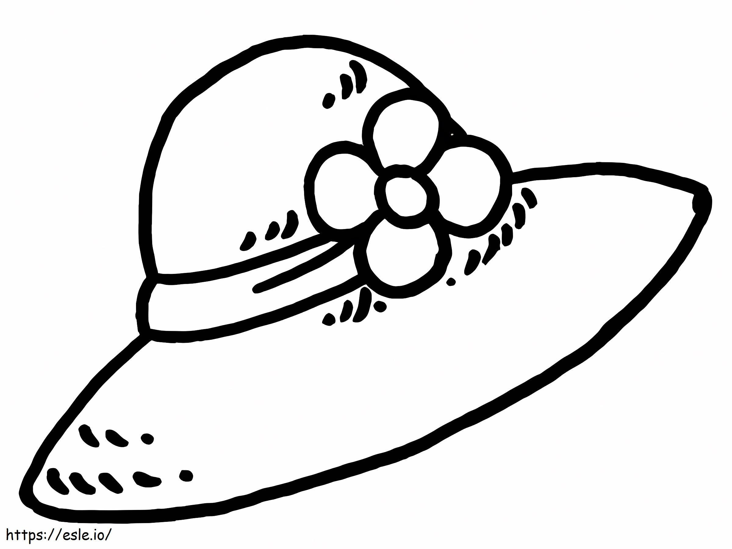 Chapéu de menina com flores para colorir