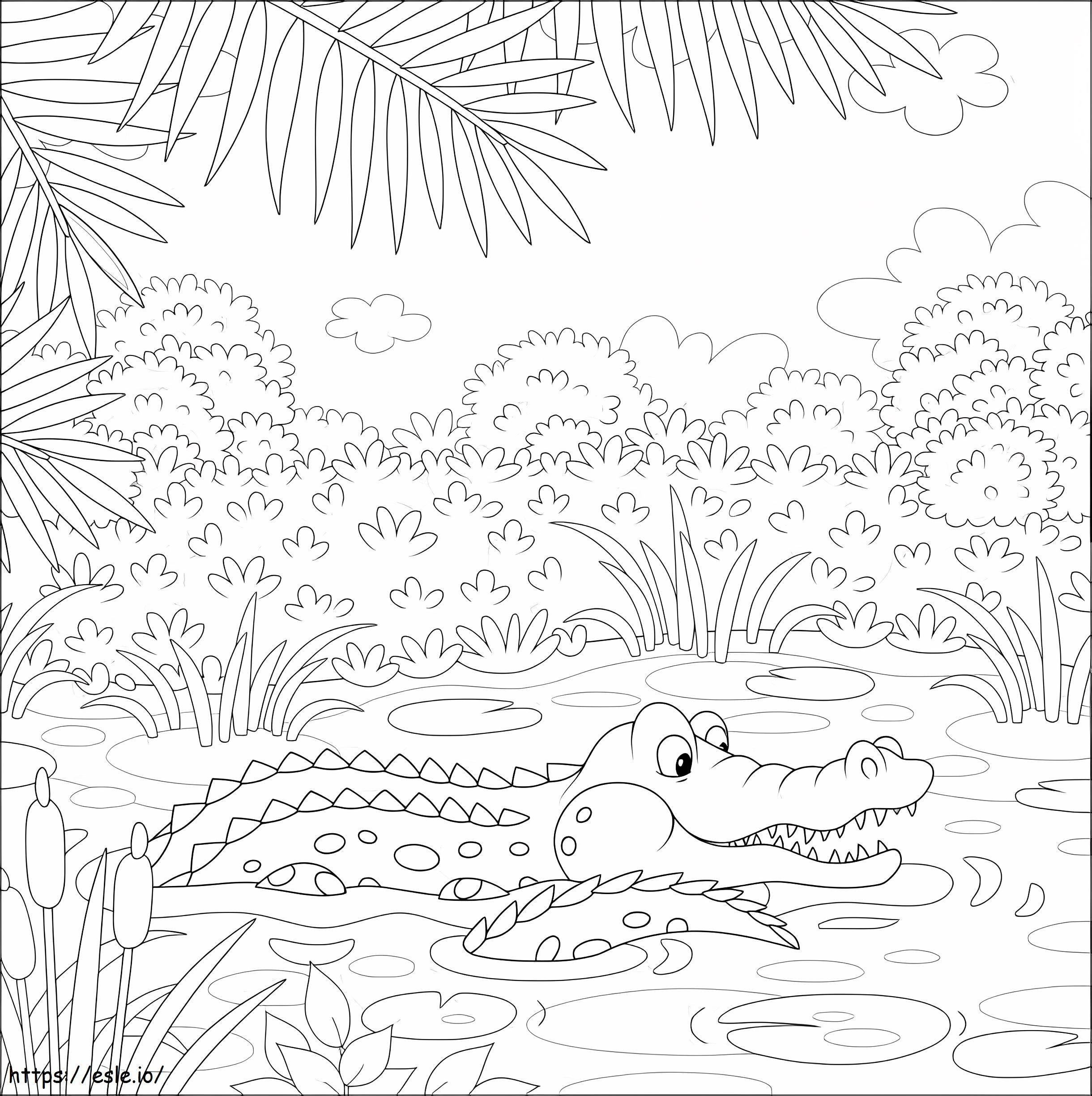 Crocodil în noroi de colorat