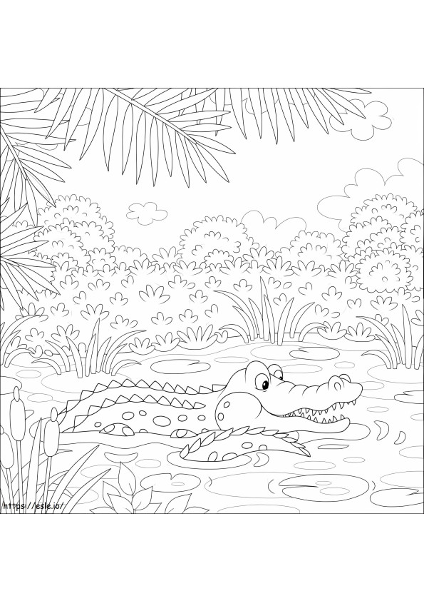 Krokodil In De Modder kleurplaat