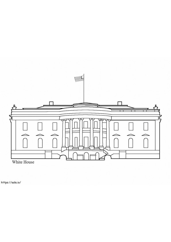 印刷可能なホワイトハウス ぬりえ - 塗り絵