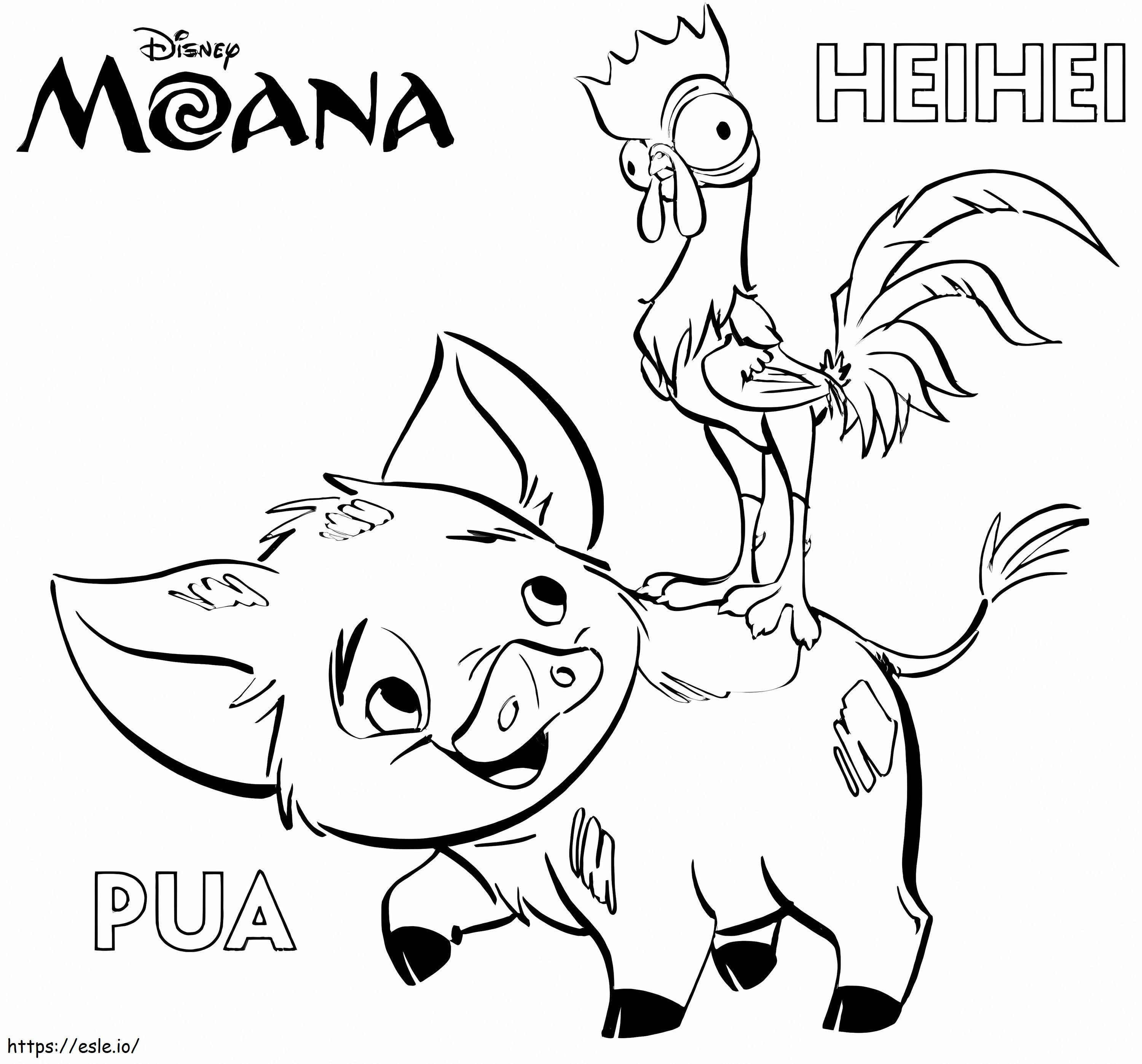 Pua And Heihei coloring page