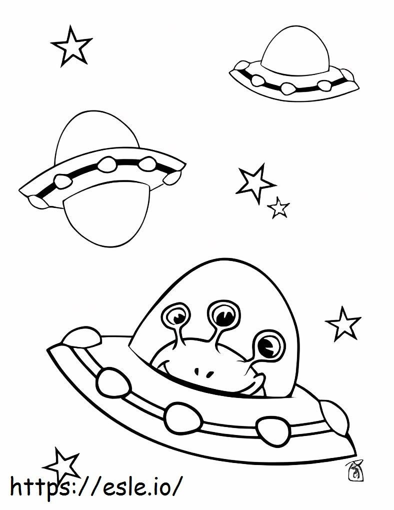 Alien In Space Ship coloring page