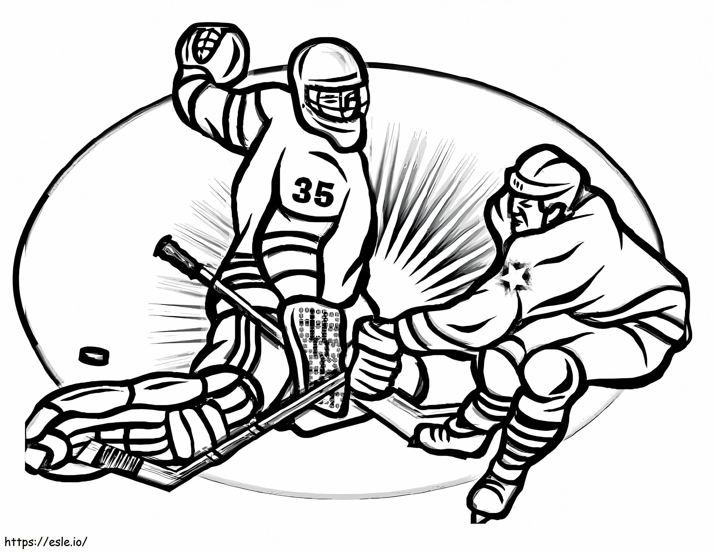 Coloriage Deux joueurs de hockey à imprimer dessin