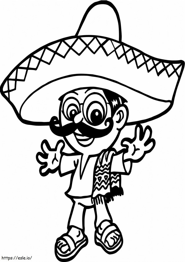 Coloriage Homme Mexicain Avec Sombrero à imprimer dessin