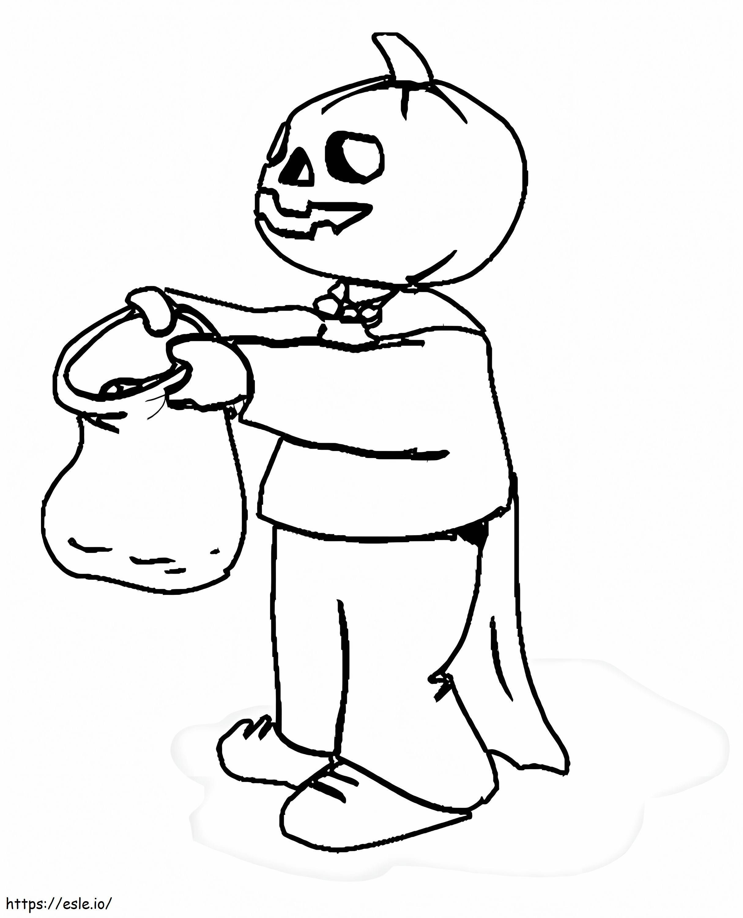 Boy With Pumpkin Head coloring page