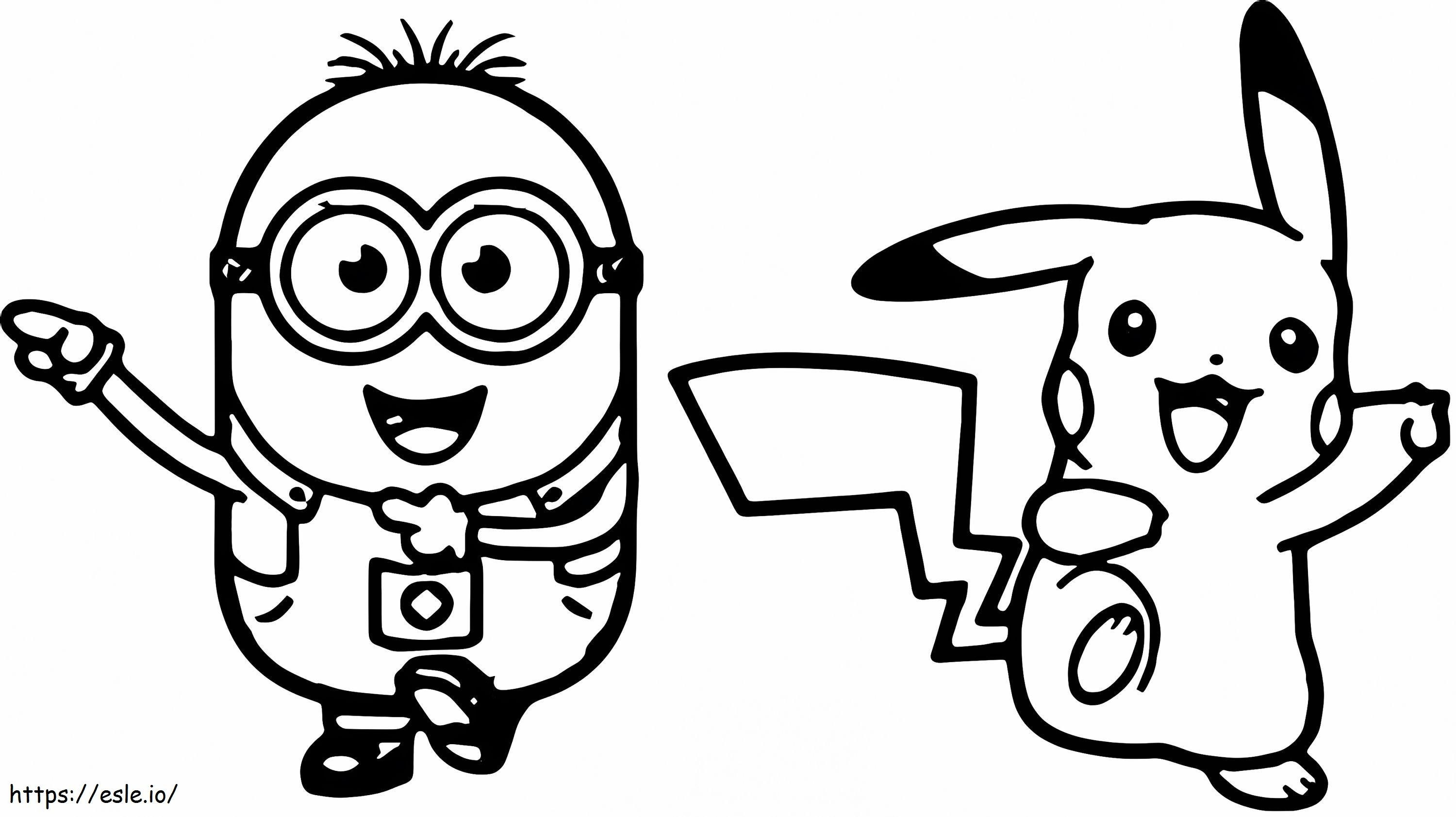1532138270 Minion And Pikachu Dancing A4 E1600349808872 coloring page