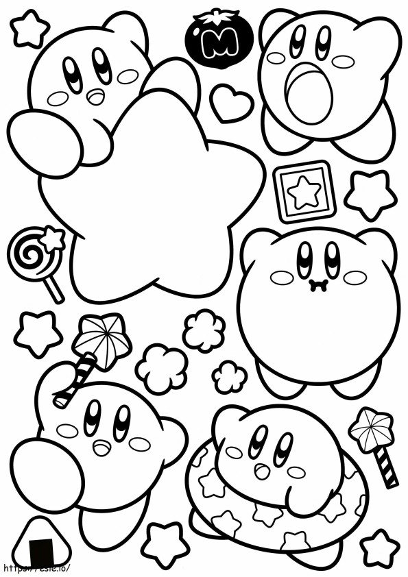 Adesivo Kirby para colorir