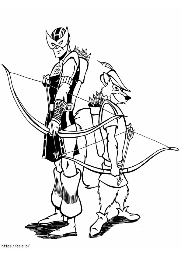 Robin Hood e Gavião Arqueiro para colorir